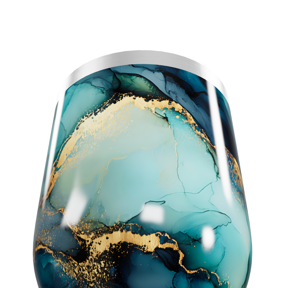 Copo Térmico Slim - Mármore Azul e Dourado