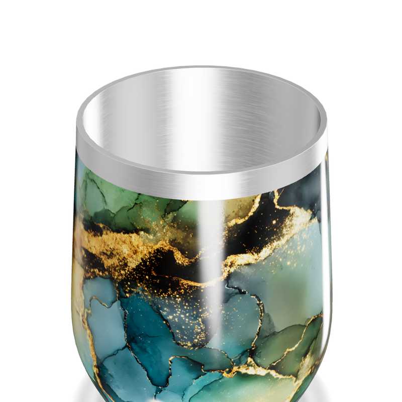 Copo Térmico Slim - Mármore Verde Dourado