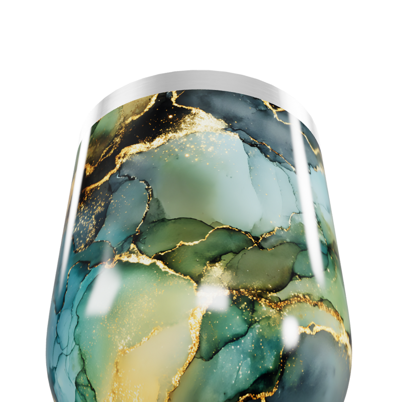 Copo Térmico Slim - Mármore Verde Dourado