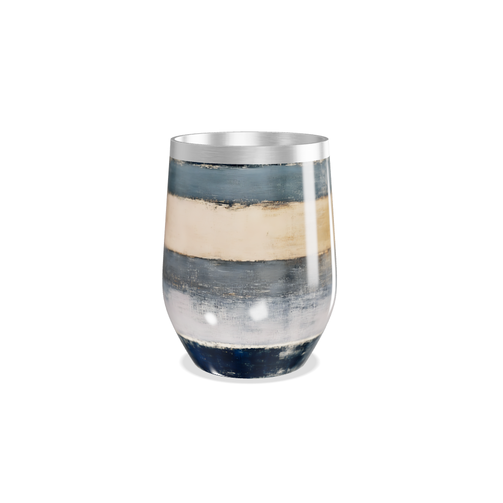 Copo Térmico Slim - Listras Azul e Bege