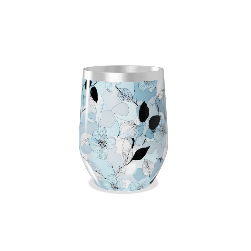 Copo Térmico Slim - Floral Azul Inox