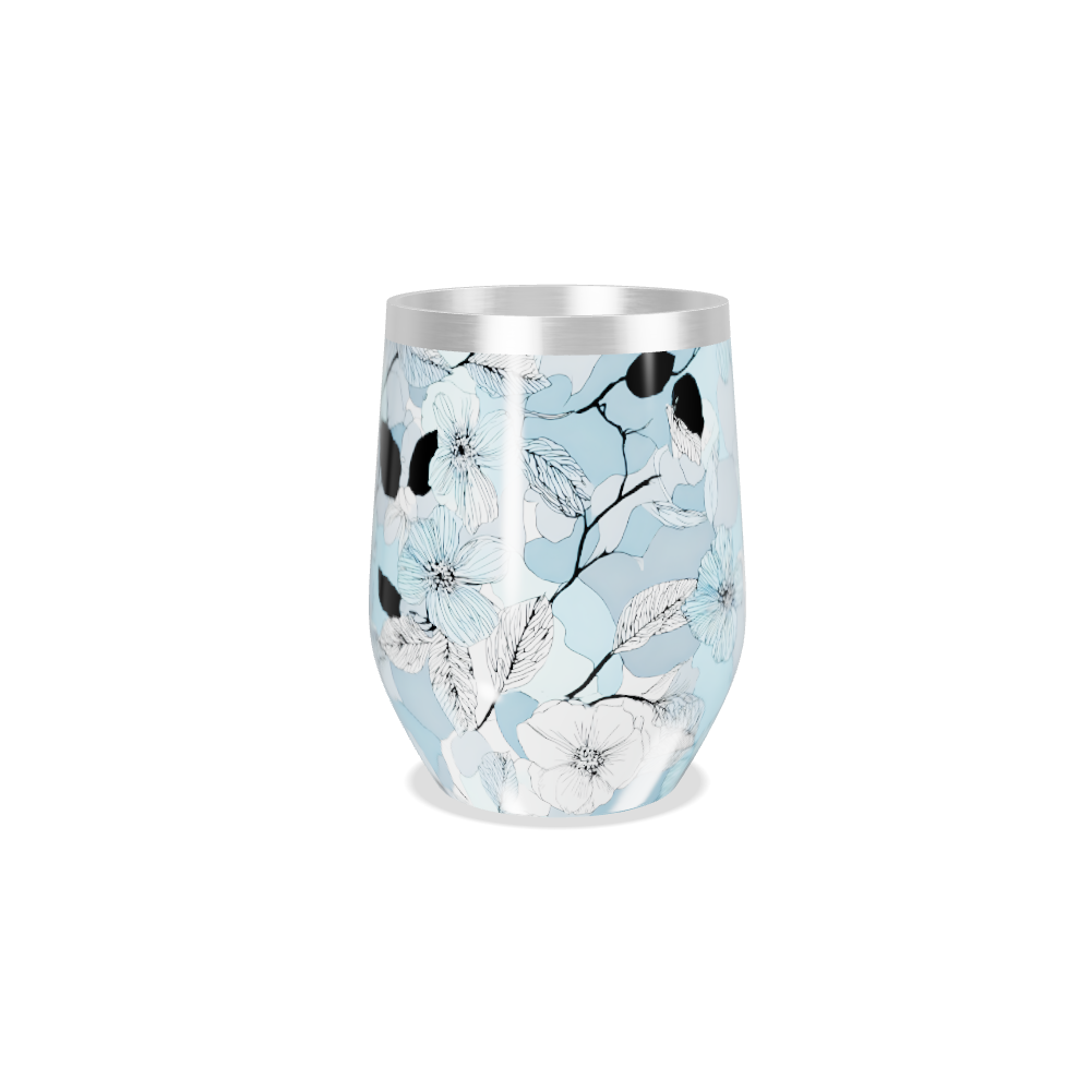 Copo Térmico Slim - Floral Azul Inox