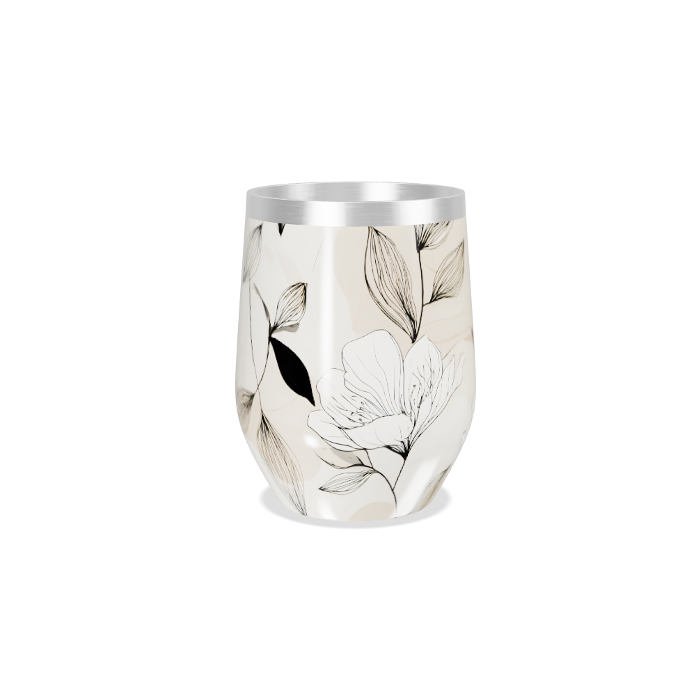 Copo Térmico Slim - Floral Bege Aço Inox