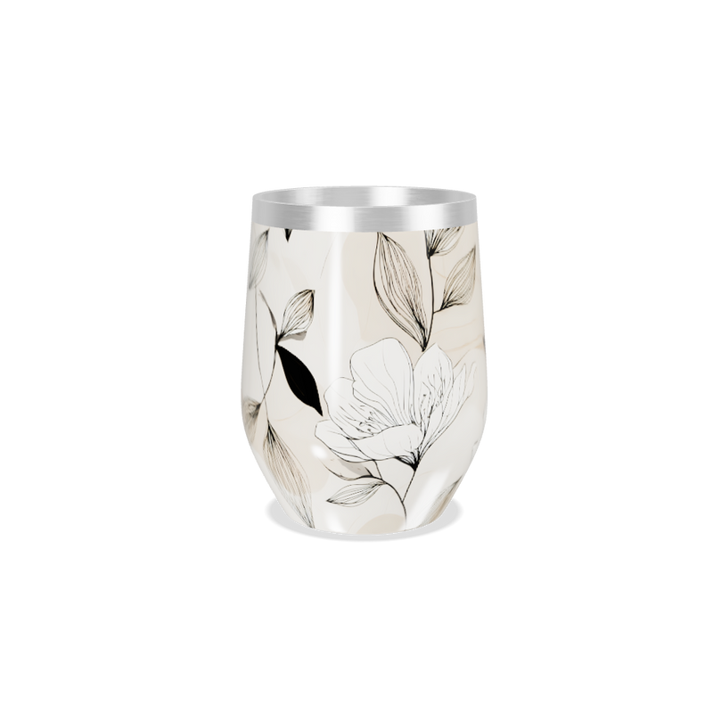 Copo Térmico Slim - Floral Bege Aço Inox