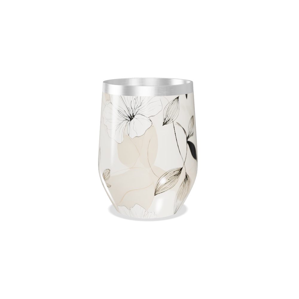 Copo Térmico Slim - Floral Bege Aço Inox