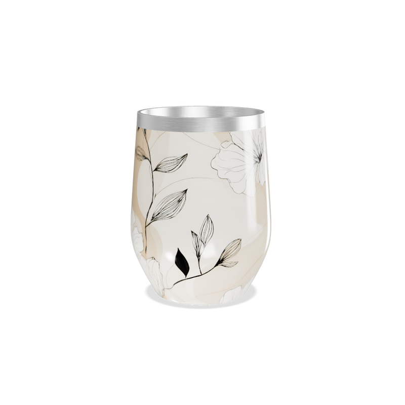 Copo Térmico Slim - Floral Bege Aço Inox