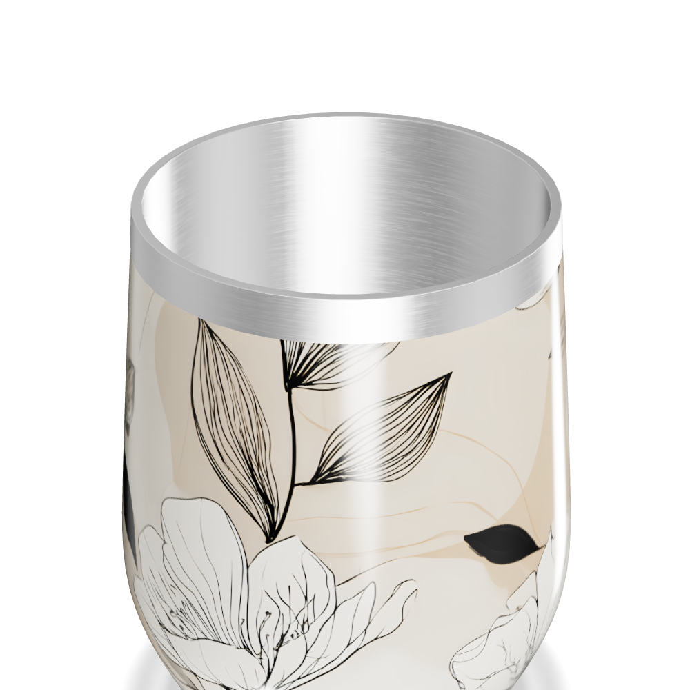 Copo Térmico Slim - Floral Bege Aço Inox