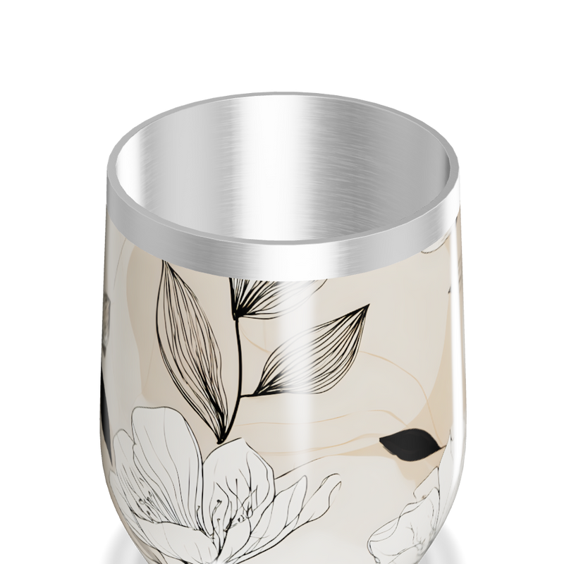 Copo Térmico Slim - Floral Bege Aço Inox