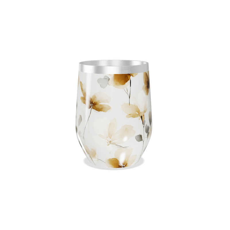 Copo Térmico Slim - Floral Bege Aço Inox