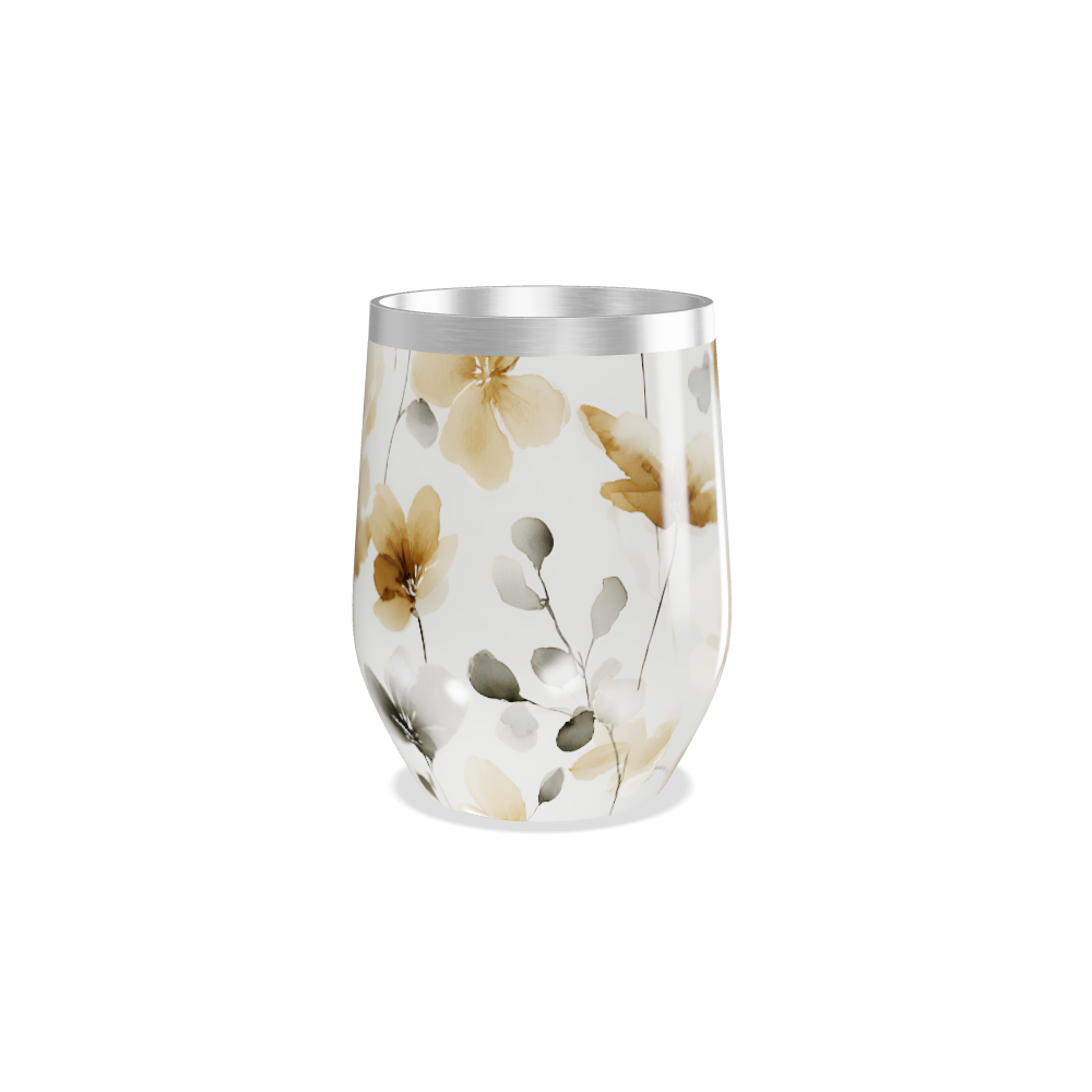 Copo Térmico Slim - Floral Bege Aço Inox