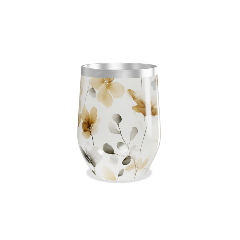Copo Térmico Slim - Floral Bege Aço Inox