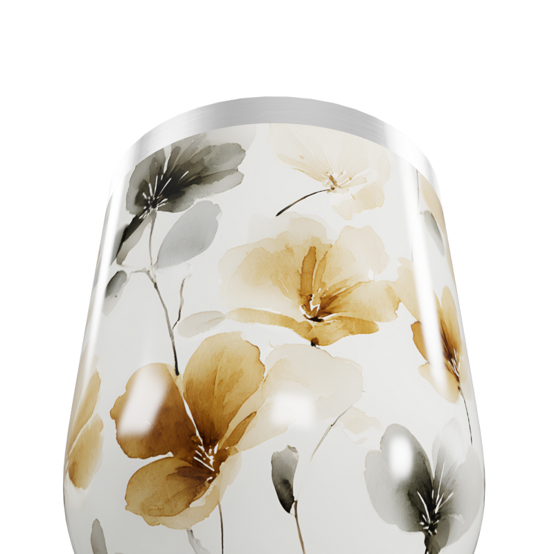 Copo Térmico Slim - Floral Bege Aço Inox