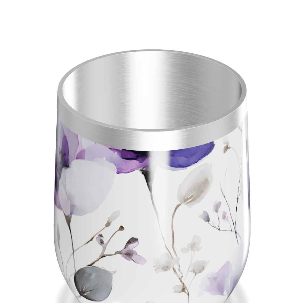 Copo Térmico Slim - Floral Roxo Aço Inox