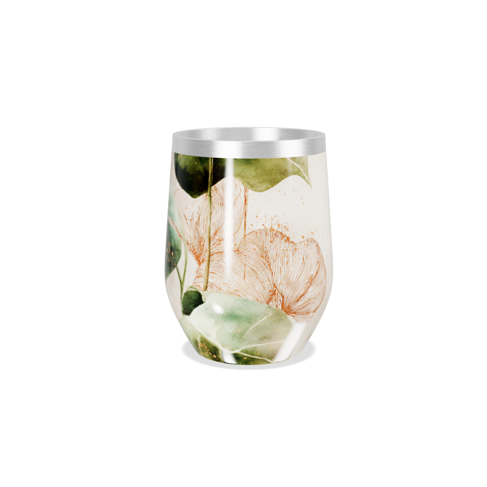 Copo Térmico Slim - Floral Bege Aço Inox