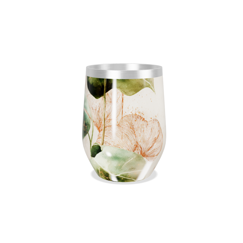 Copo Térmico Slim - Floral Bege Aço Inox