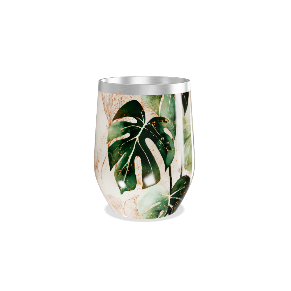 Copo Térmico Slim - Floral Bege Aço Inox