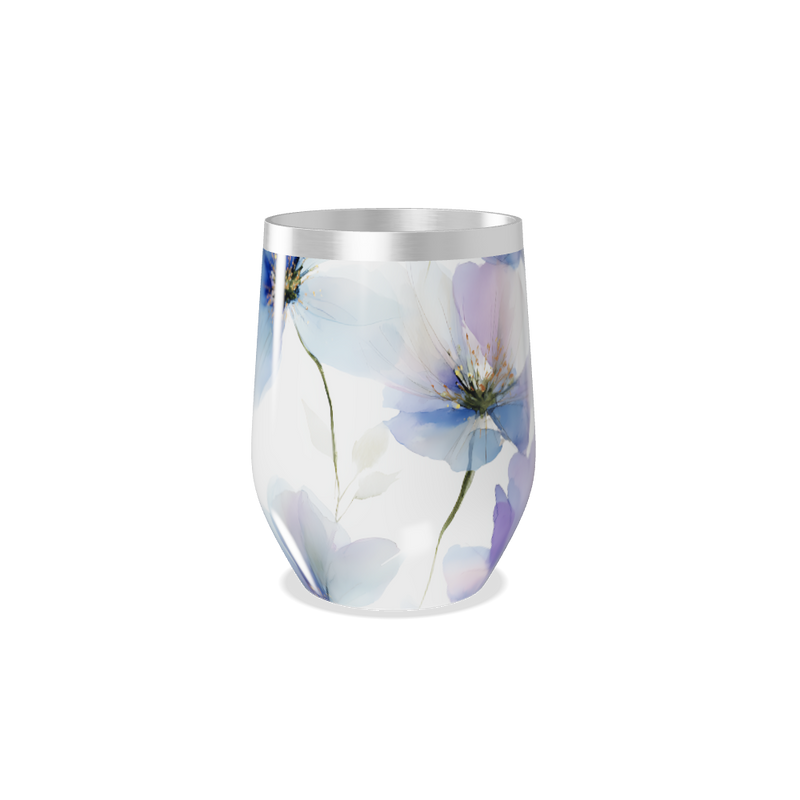 Copo Térmico Slim - Flores Azul Aço Inox