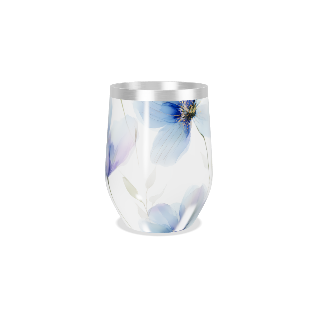 Copo Térmico Slim - Flores Azul Aço Inox
