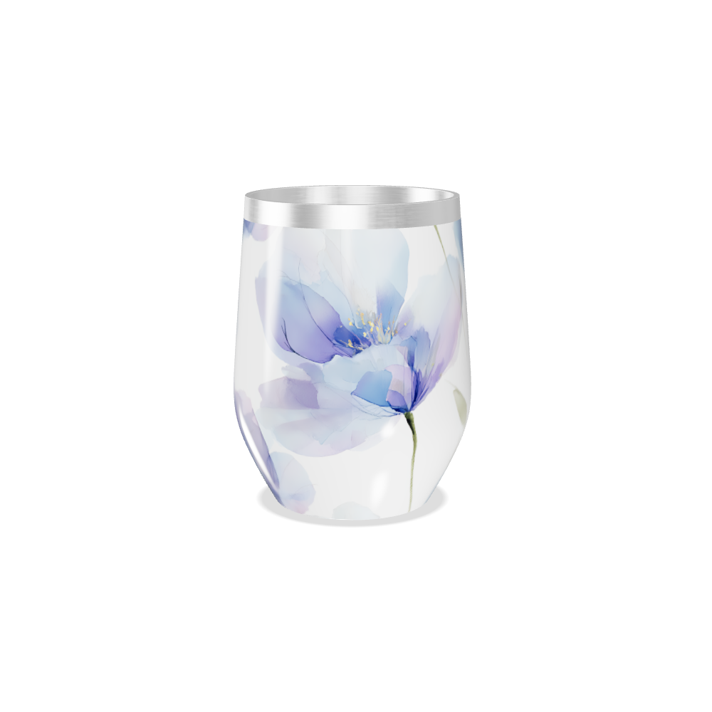 Copo Térmico Slim - Flores Azul Aço Inox