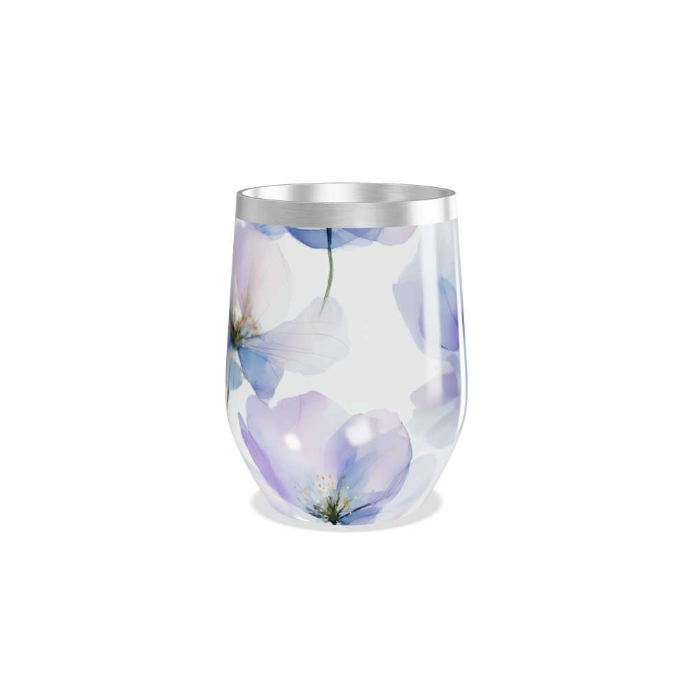 Copo Térmico Slim - Flores Azul Aço Inox