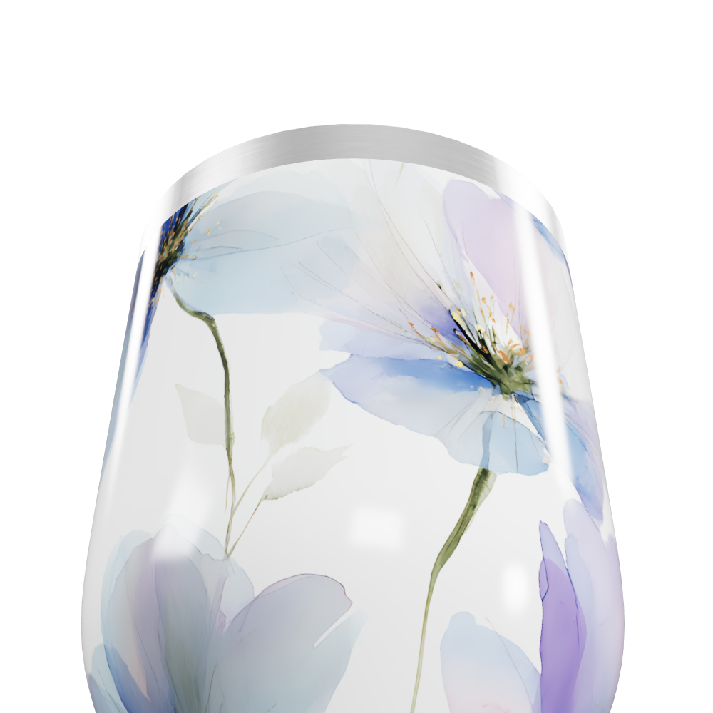 Copo Térmico Slim - Flores Azul Aço Inox