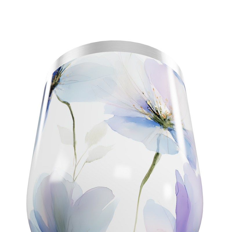 Copo Térmico Slim - Flores Azul Aço Inox