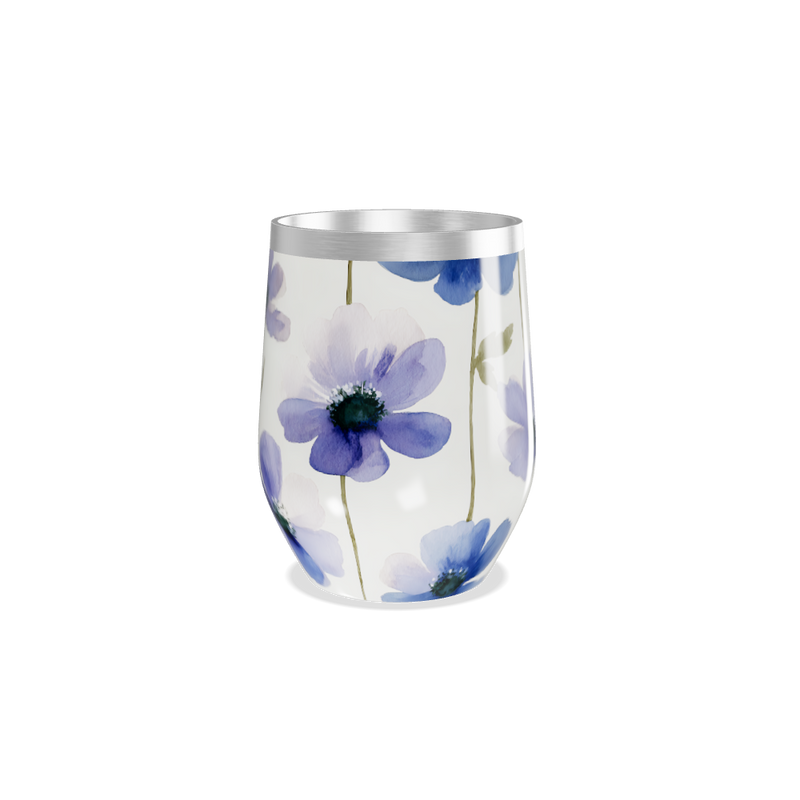Copo Térmico Slim - Floral Azul Aço Inox