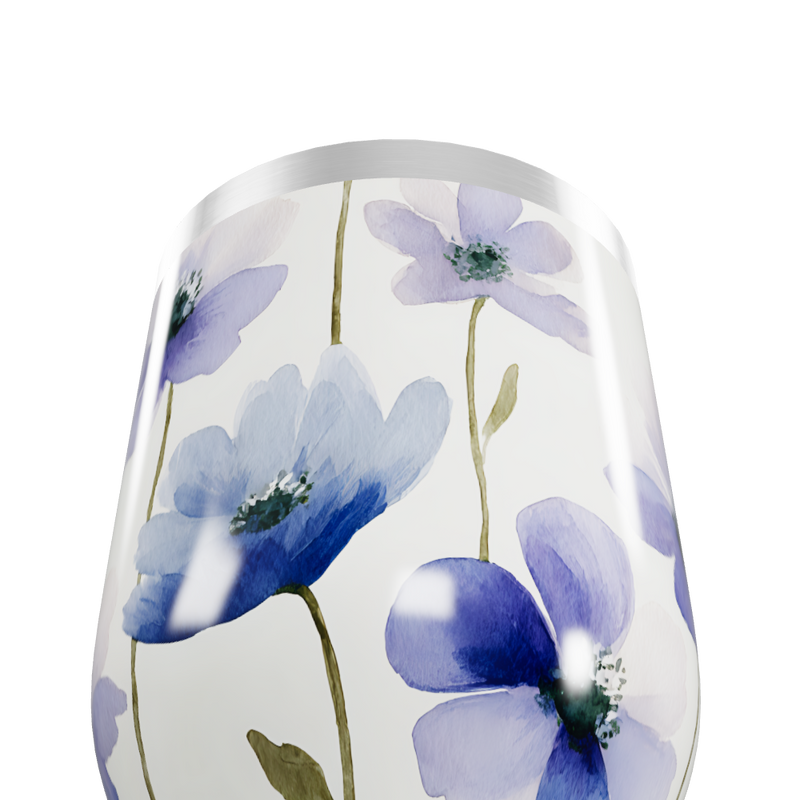 Copo Térmico Slim - Floral Azul Aço Inox