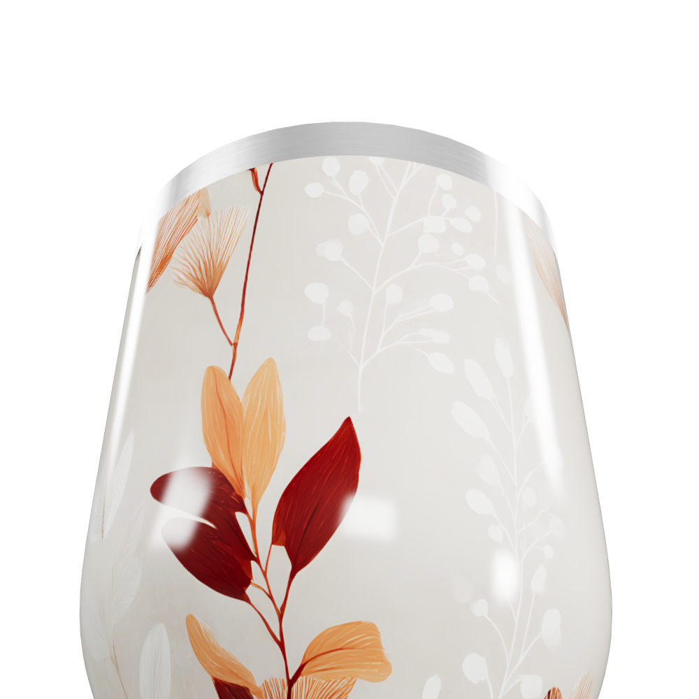 Copo Térmico Slim - Floral Bege Aço Inox