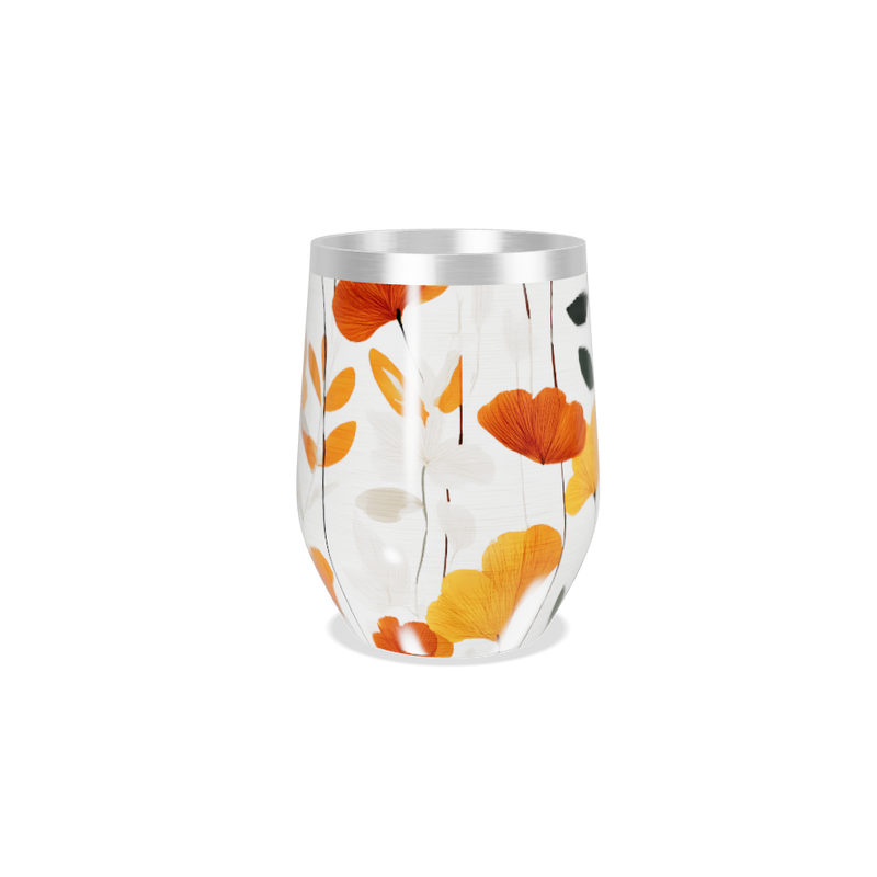 Copo Térmico Slim - Floral Laranja Aço Inox