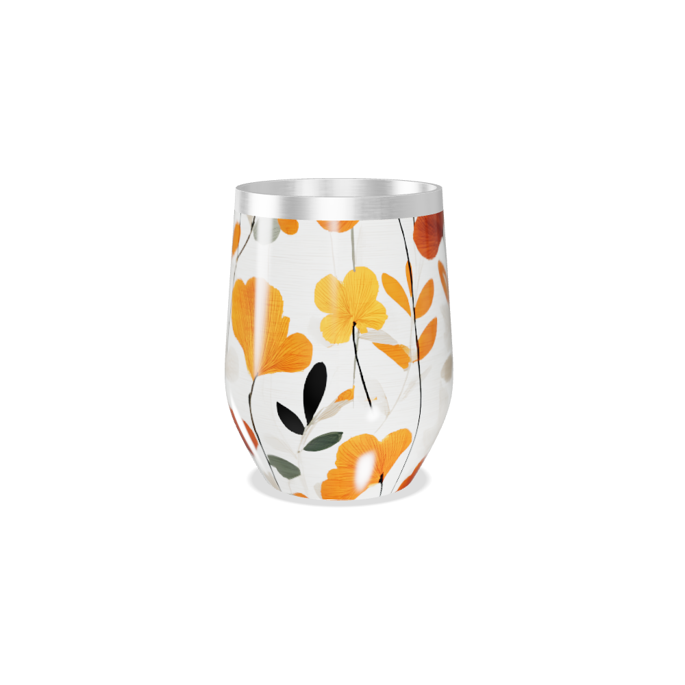 Copo Térmico Slim - Floral Laranja Aço Inox