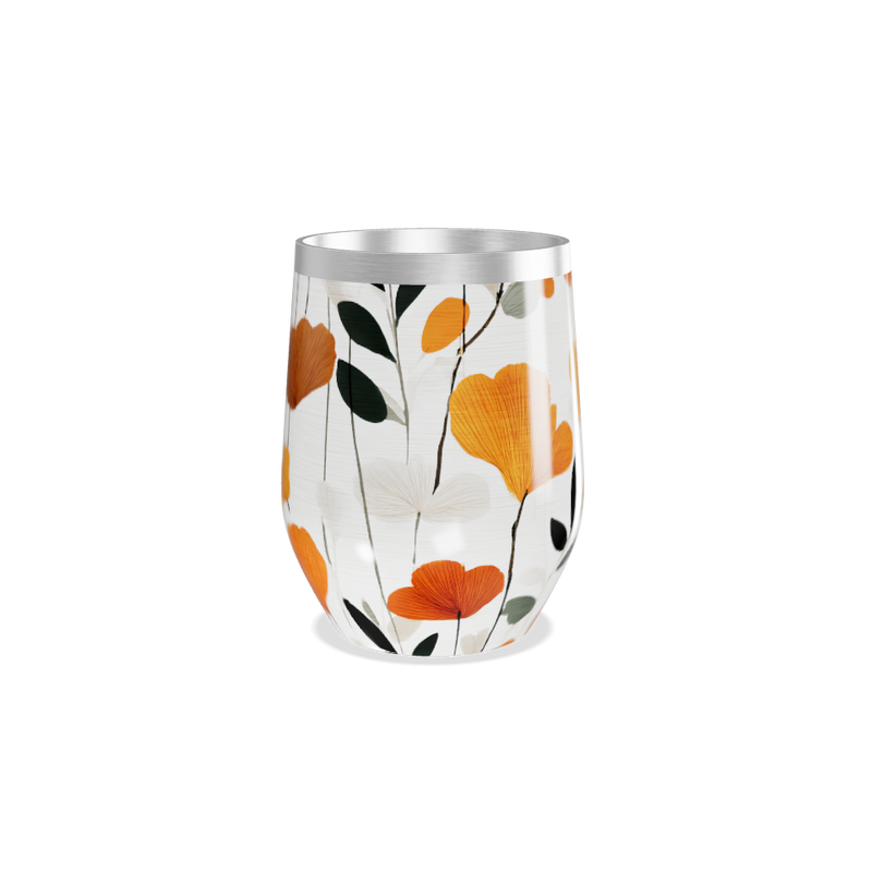 Copo Térmico Slim - Floral Laranja Aço Inox