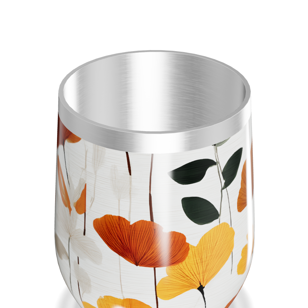 Copo Térmico Slim - Floral Laranja Aço Inox