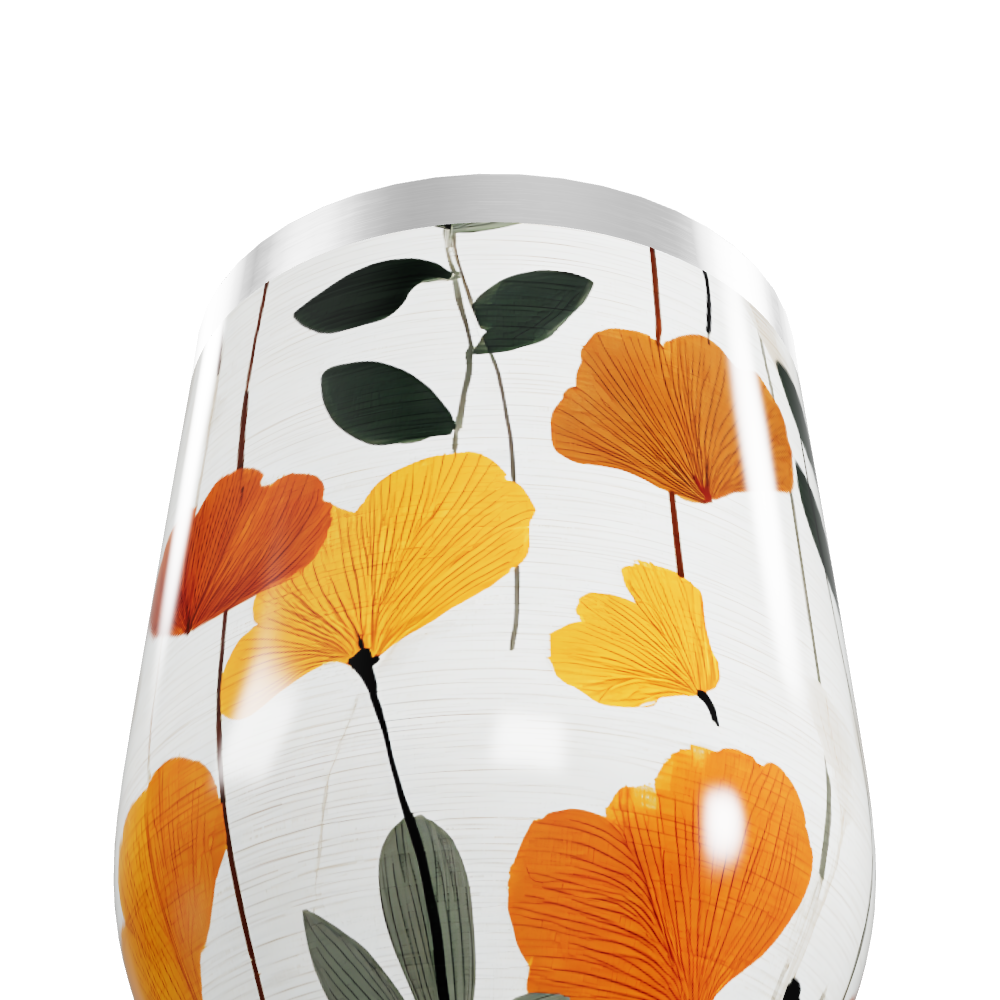 Copo Térmico Slim - Floral Laranja Aço Inox