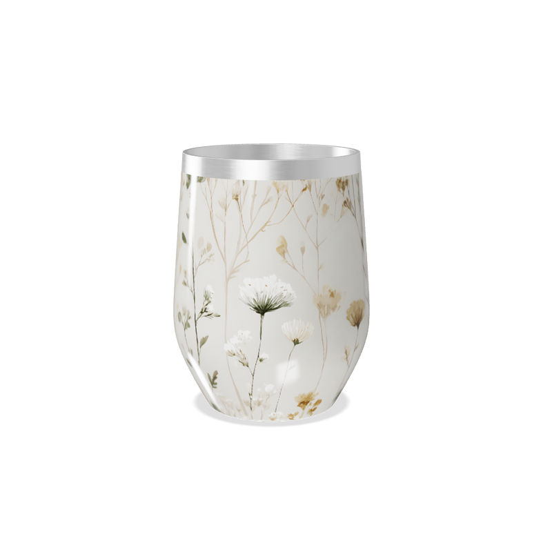 Copo Térmico Slim - Floral Branco Inox