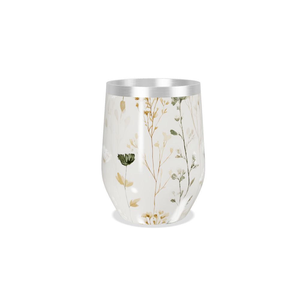 Copo Térmico Slim - Floral Branco Inox