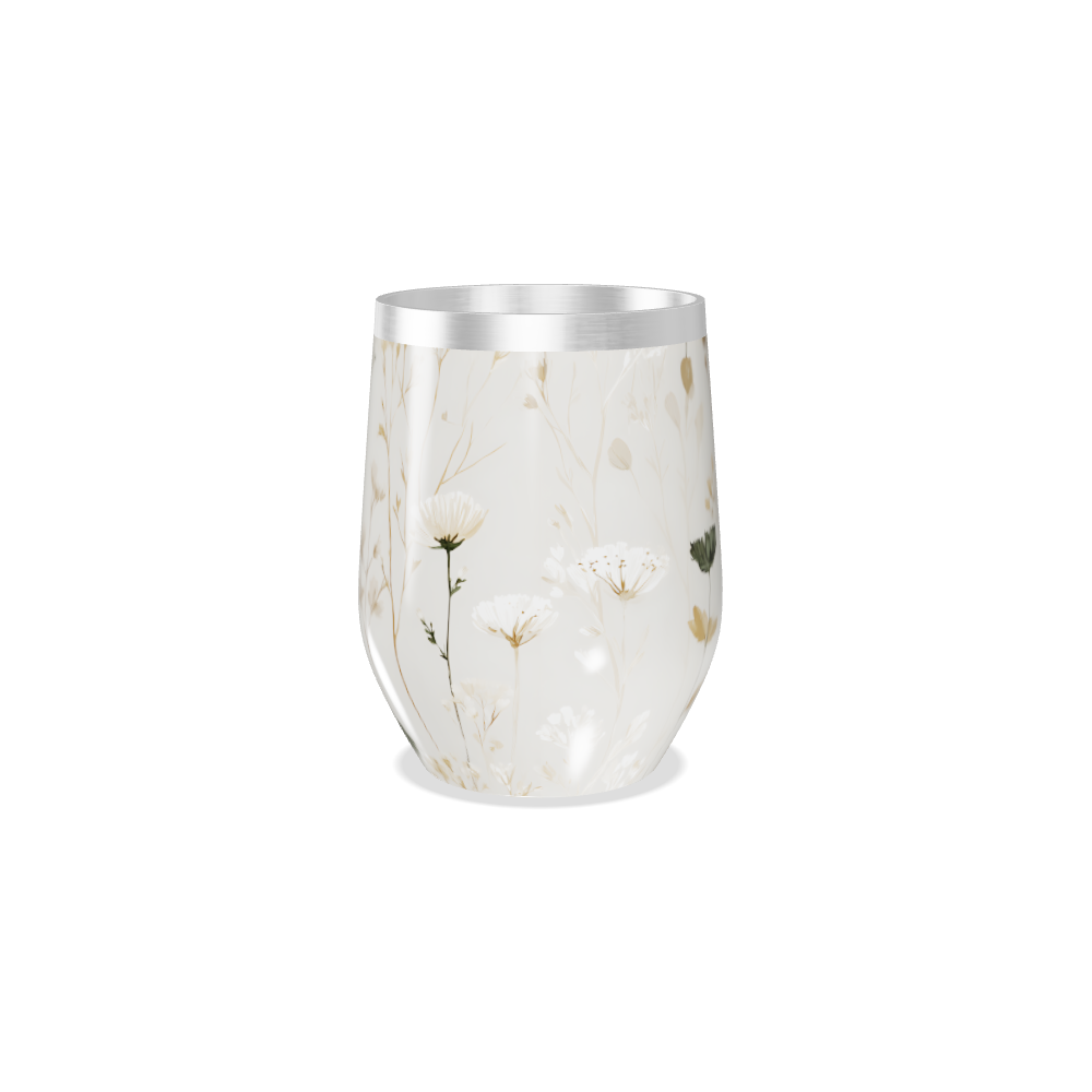 Copo Térmico Slim - Floral Branco Inox