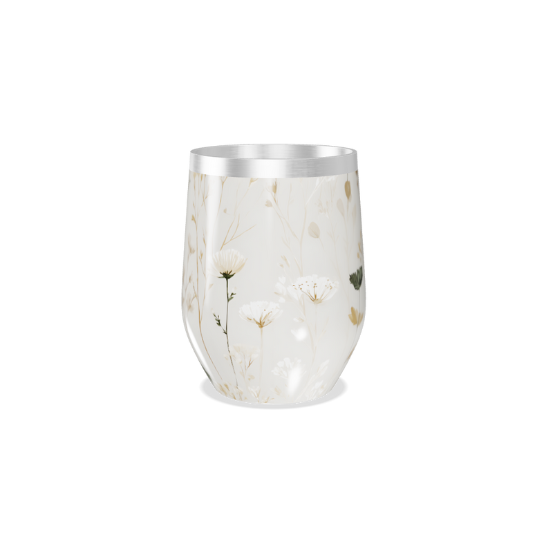 Copo Térmico Slim - Floral Branco Inox