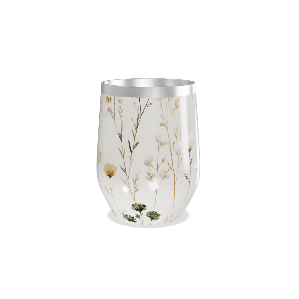 Copo Térmico Slim - Floral Branco Inox