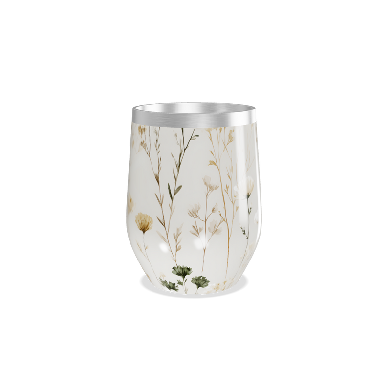 Copo Térmico Slim - Floral Branco Inox