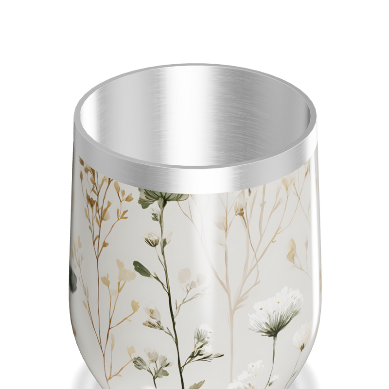 Copo Térmico Slim - Floral Branco Inox