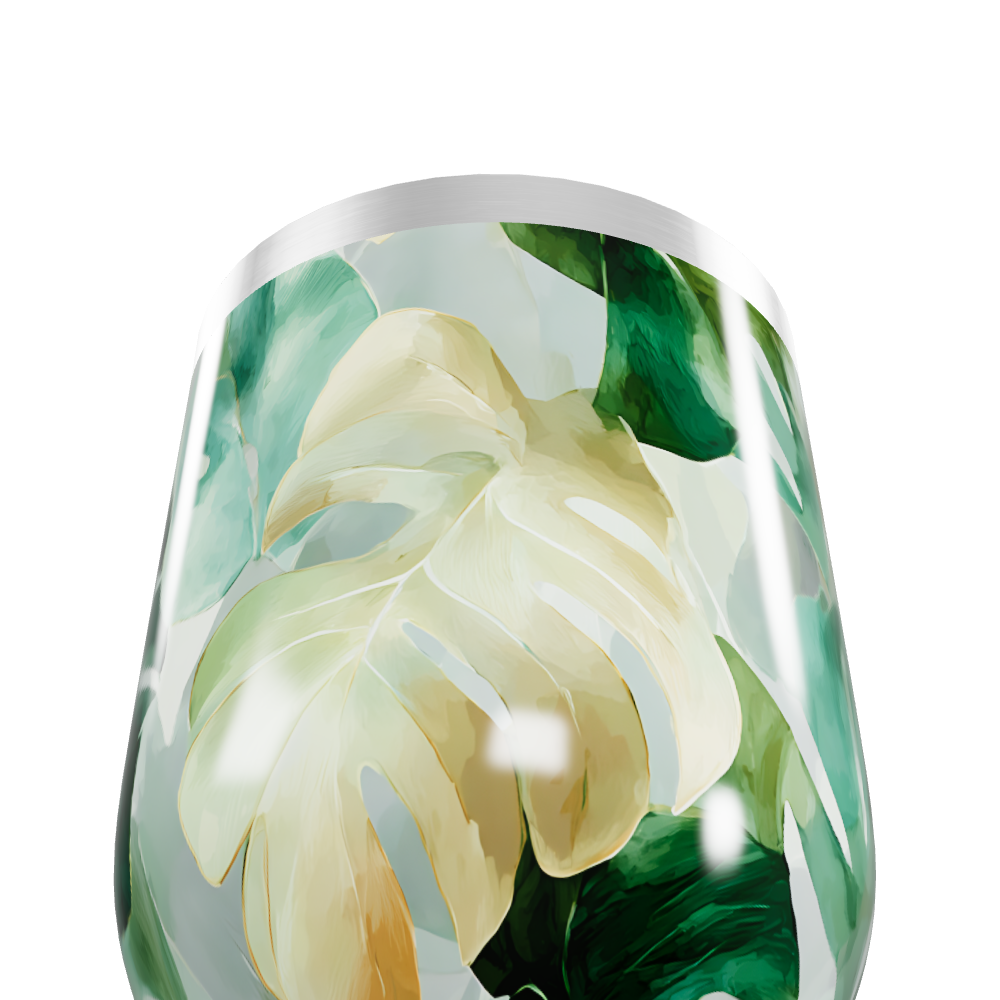 Copo Térmico Slim - Folhagem Tropical Aço Inox