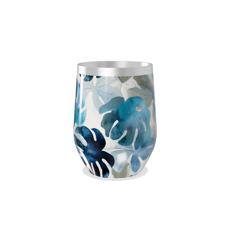 Copo Térmico Slim - Floral Azul Inox