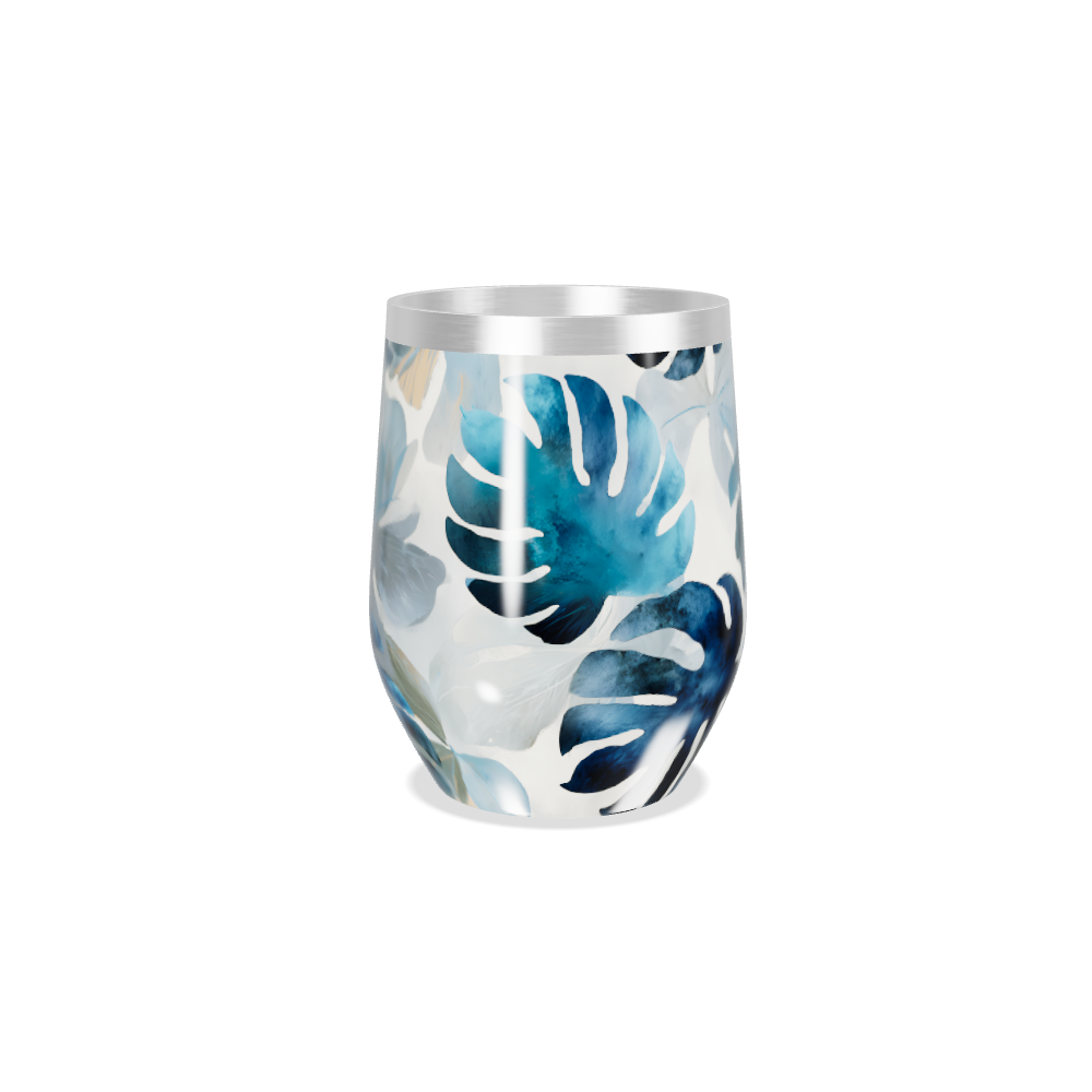 Copo Térmico Slim - Floral Azul Inox