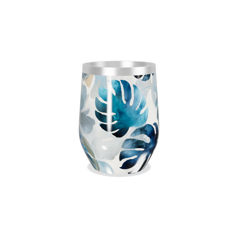 Copo Térmico Slim - Floral Azul Inox