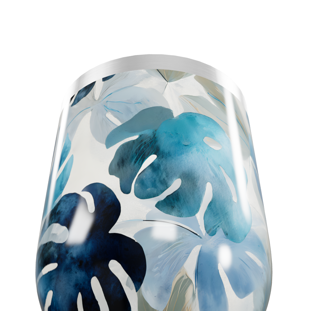 Copo Térmico Slim - Floral Azul Inox