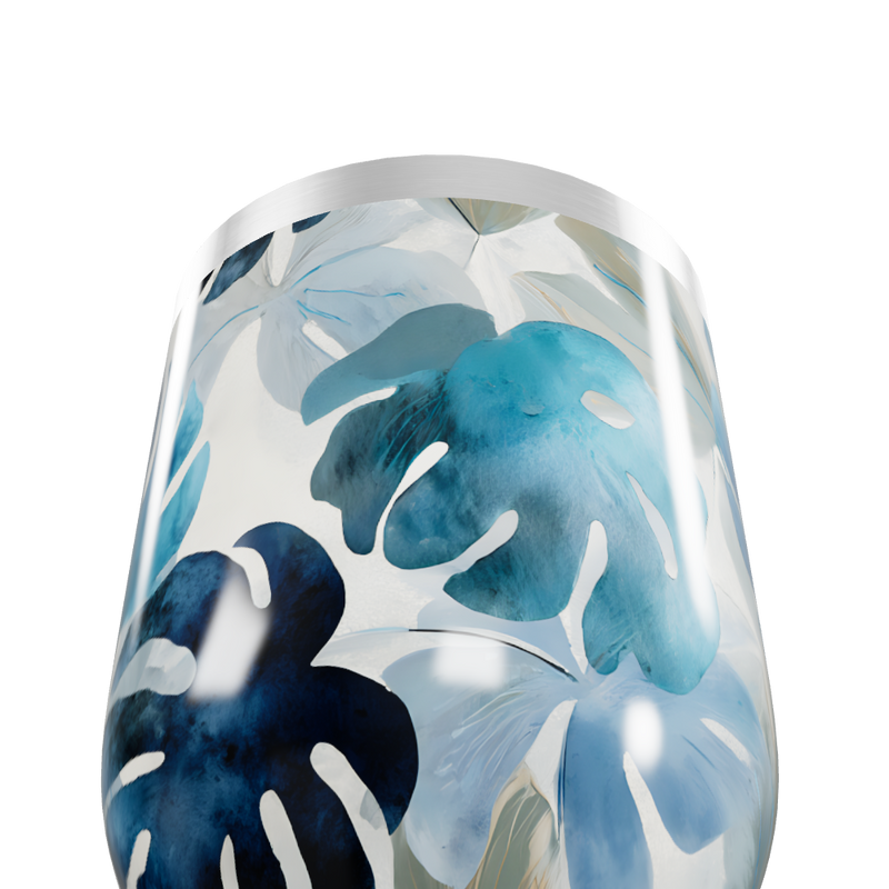 Copo Térmico Slim - Floral Azul Inox