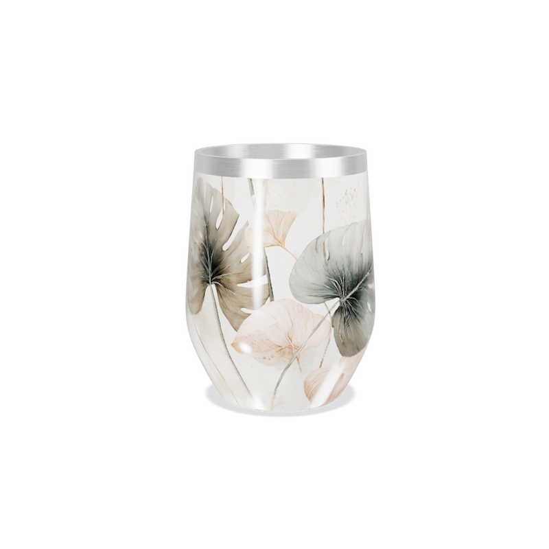 Copo Térmico Slim - Floral Branco Aço Inox