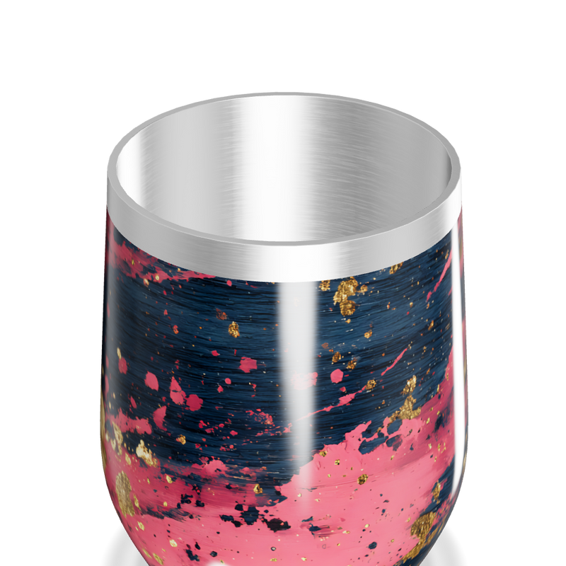 Copo Térmico Slim - Rosa e Azul com Dourado