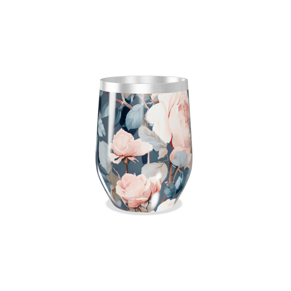 Copo Térmico Slim - Flores Rosa em Aço Inox